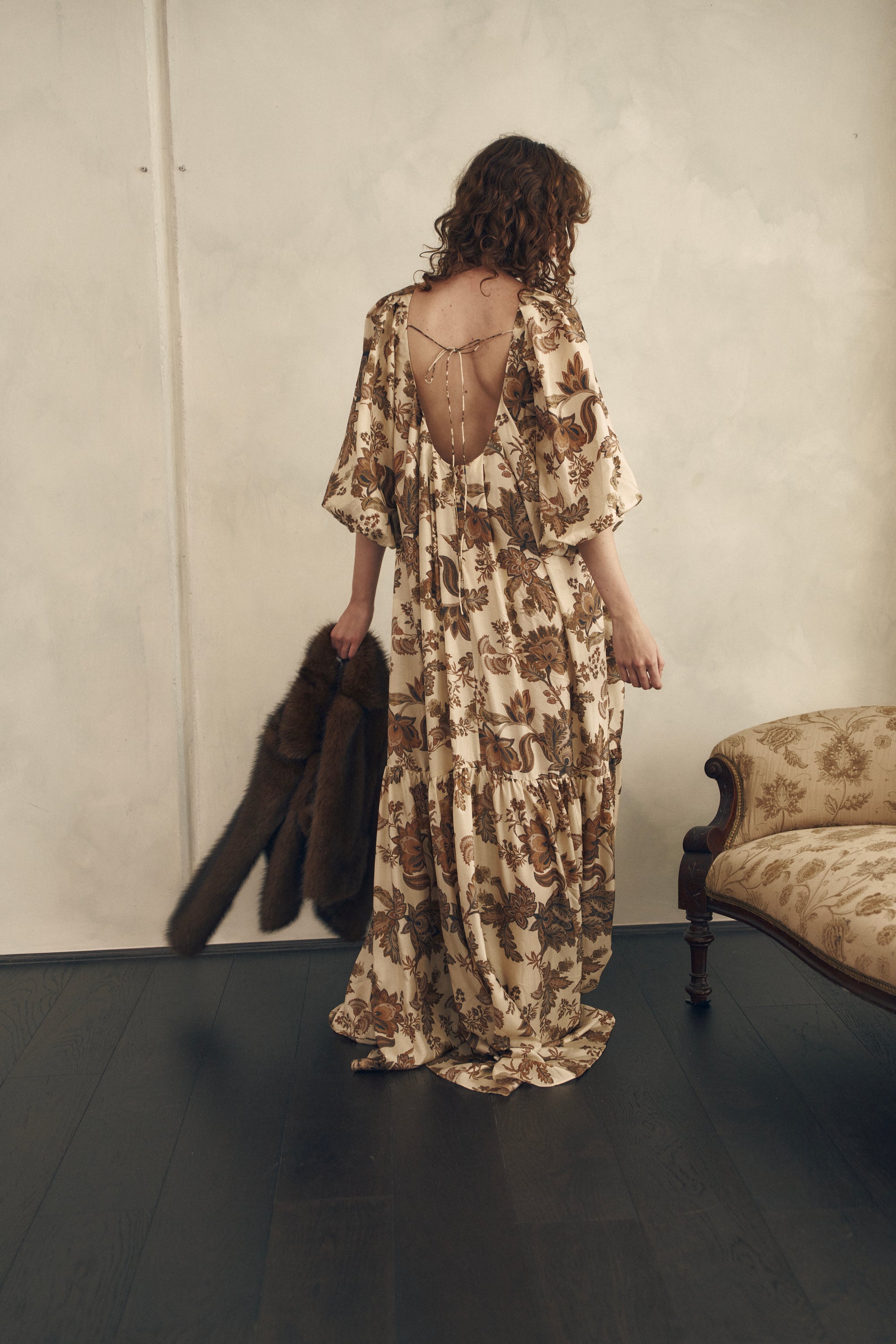 She is Fierce backless silk gown