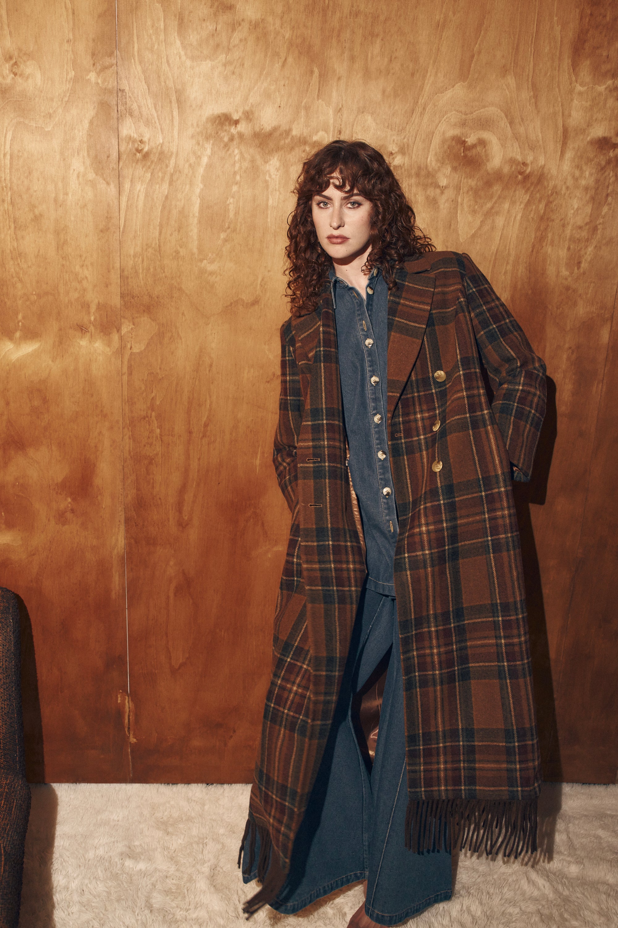 She is Brave wool tartan coat