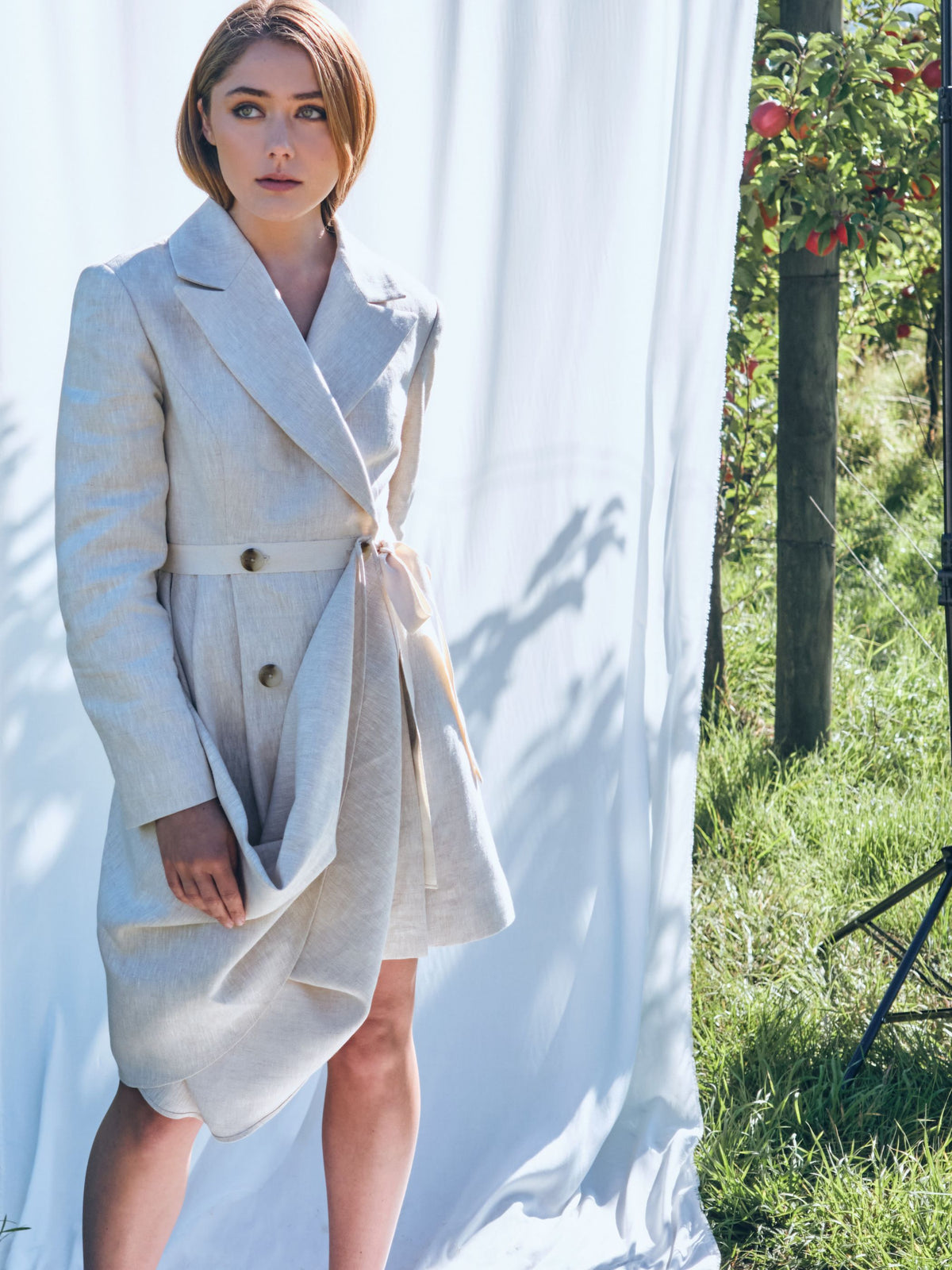 She is Remarkable draped linen blazer dress