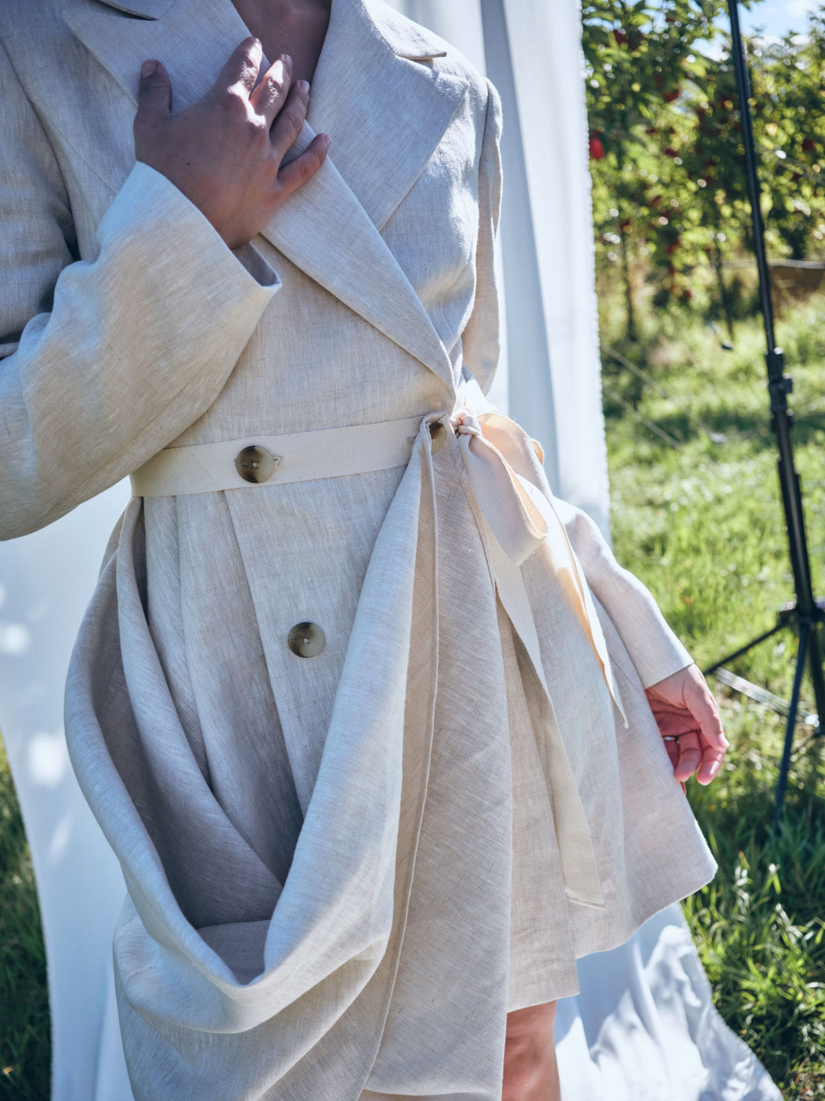 She is Remarkable draped linen blazer dress