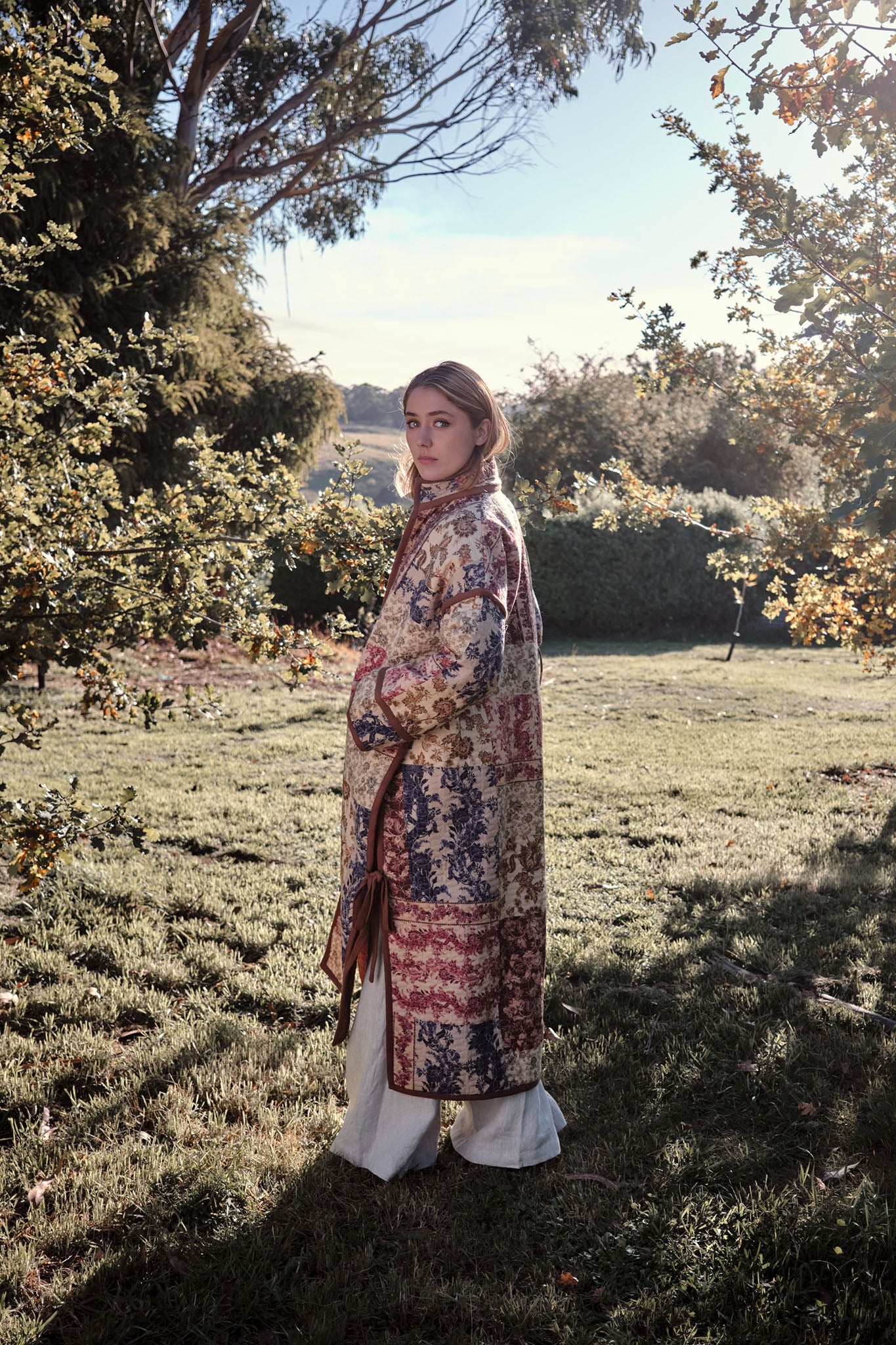 She is Intricate patchwork quilted coat