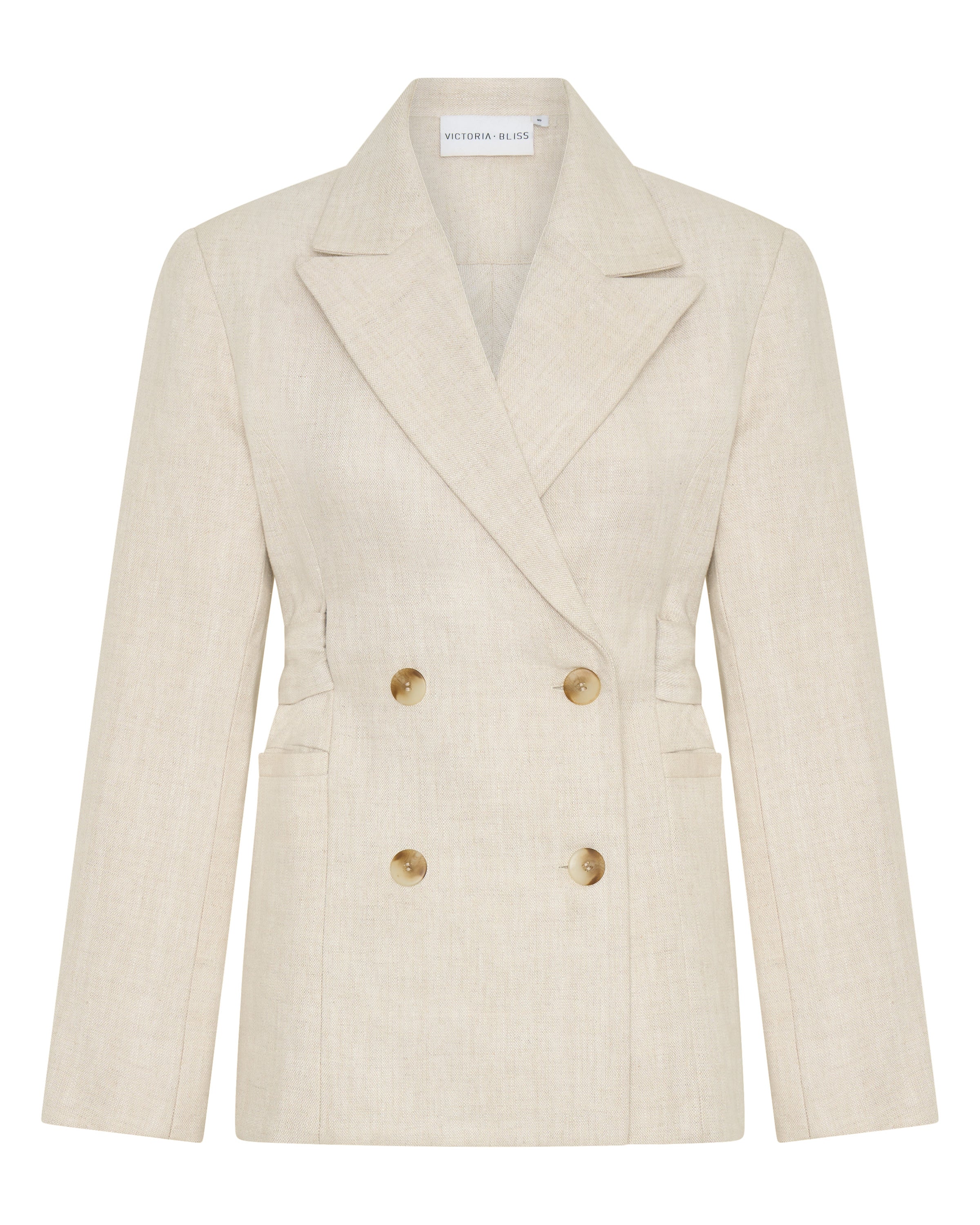 She is Remarkable linen open back blazer