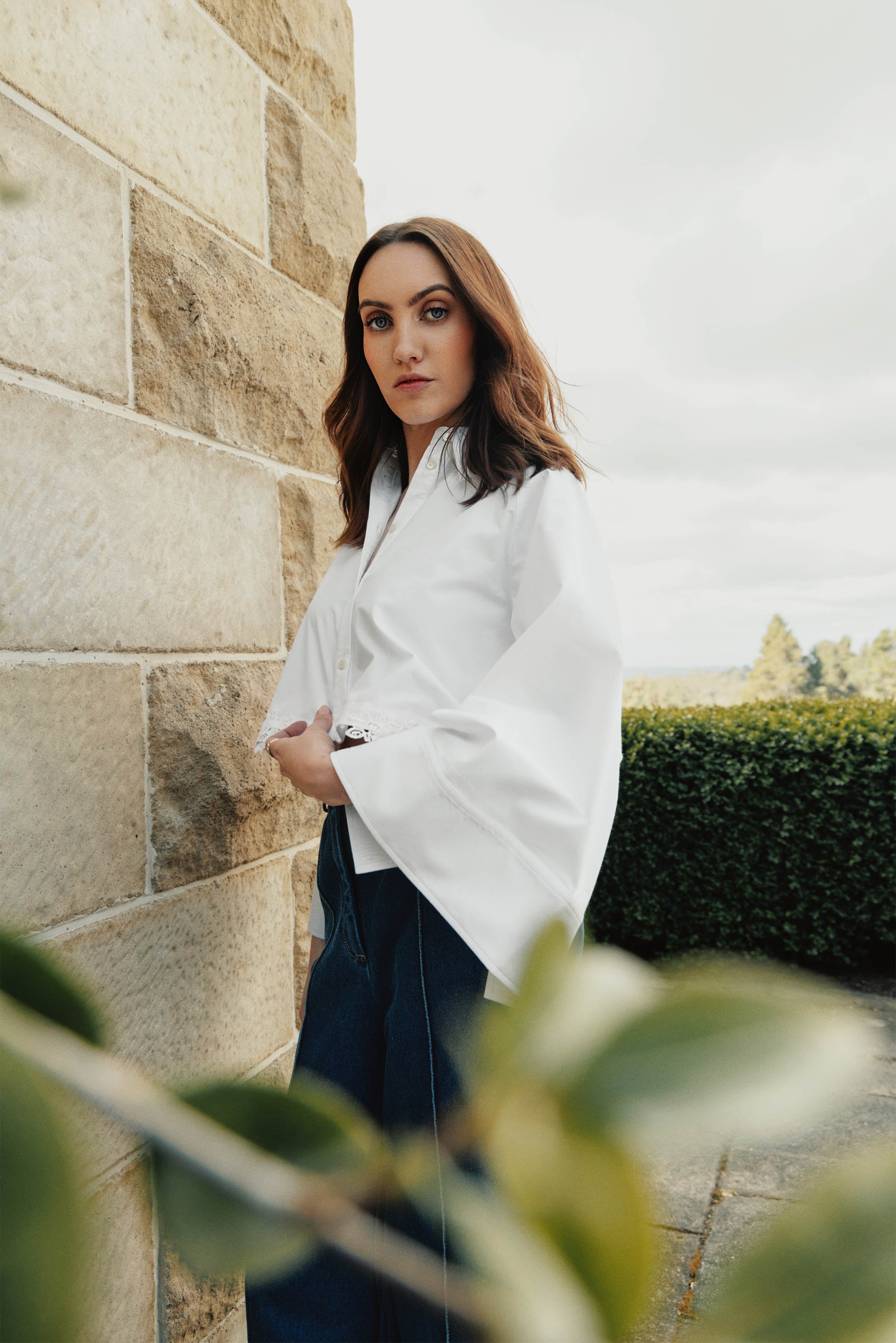 She is Bold lace trim shirt