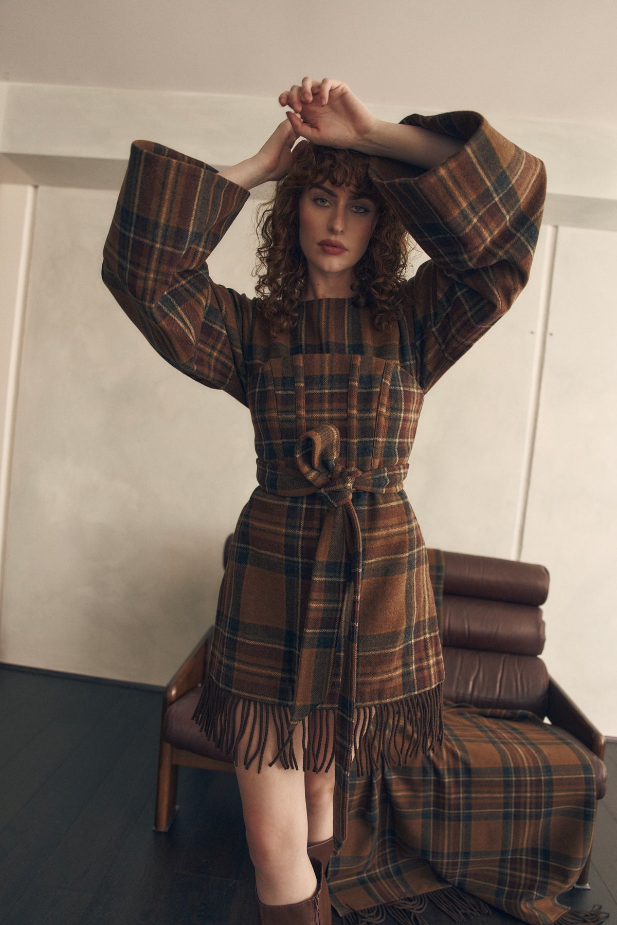 She is Brave wool tartan shift dress Victoria Bliss She is Brave wool tartan shift dress Victoria Bliss