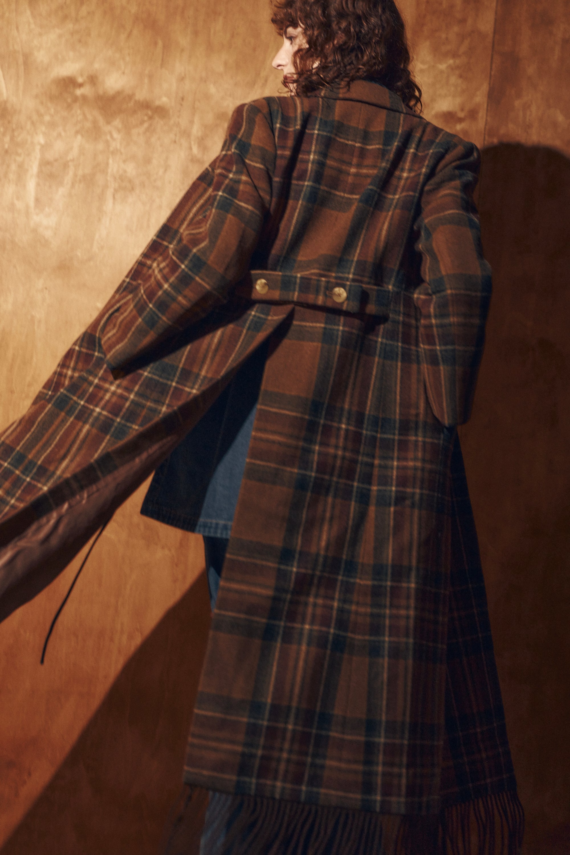 She is Brave wool tartan coat