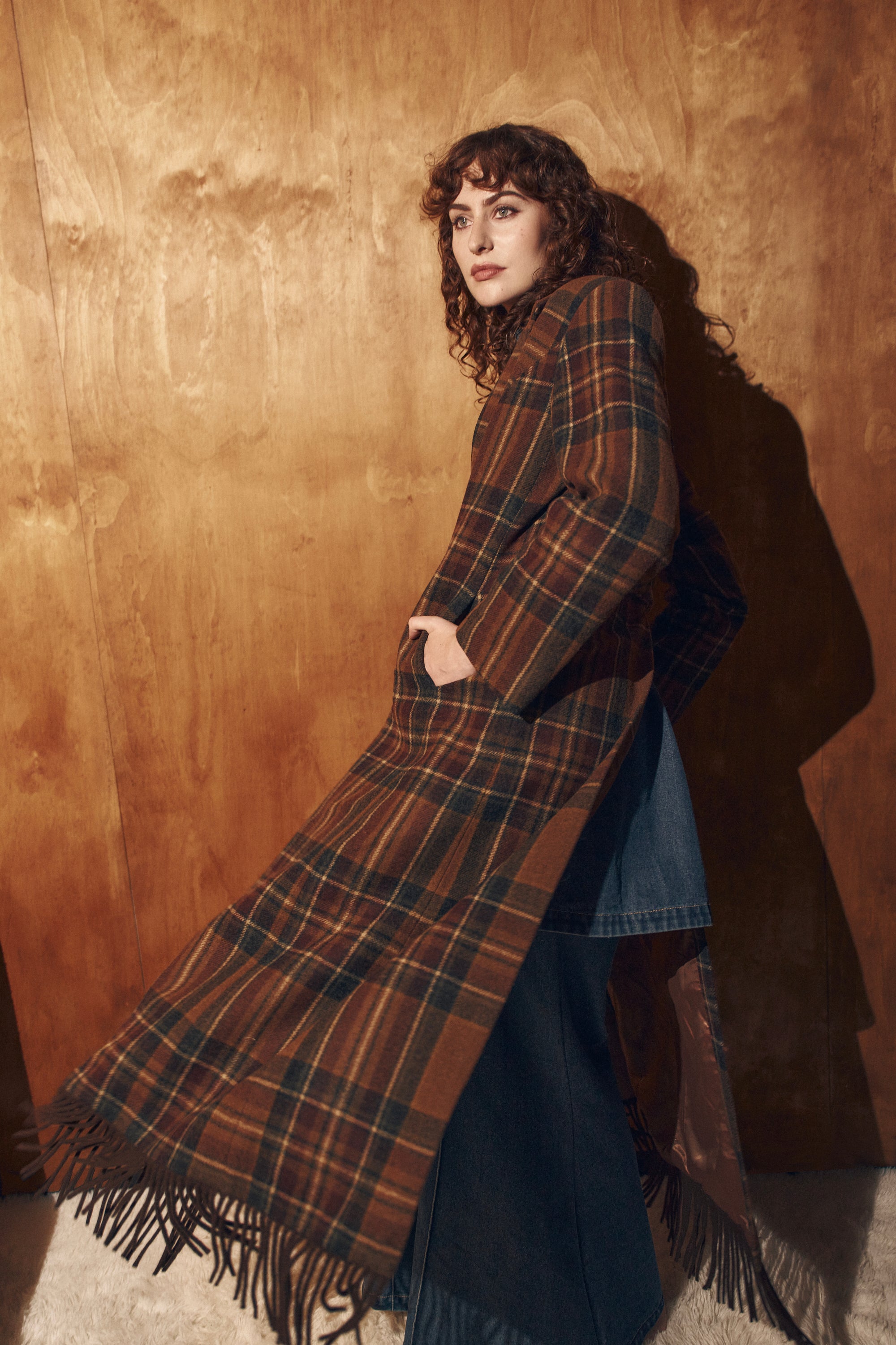 She is Brave wool tartan coat