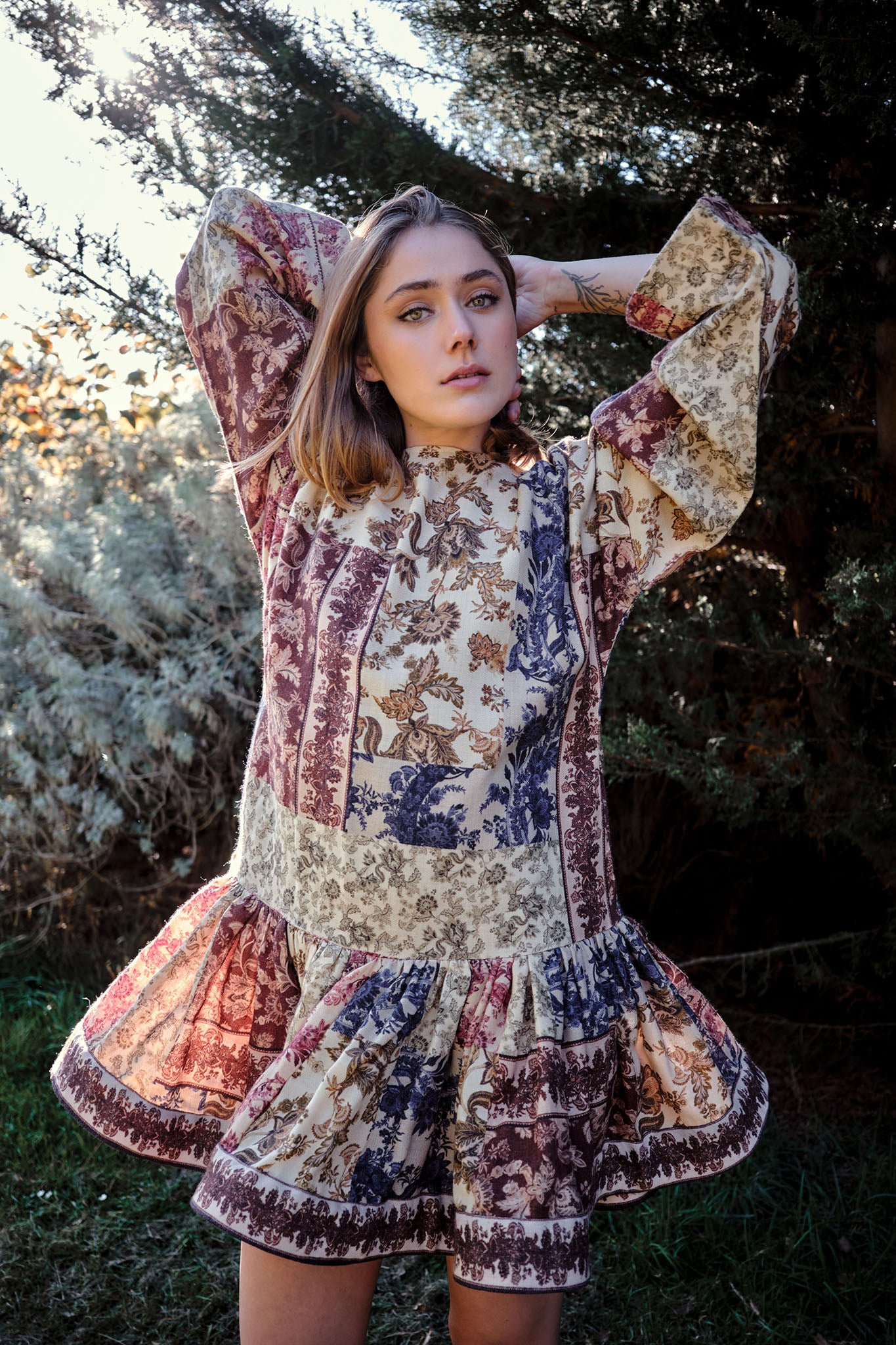 She is Intricate patchwork mini