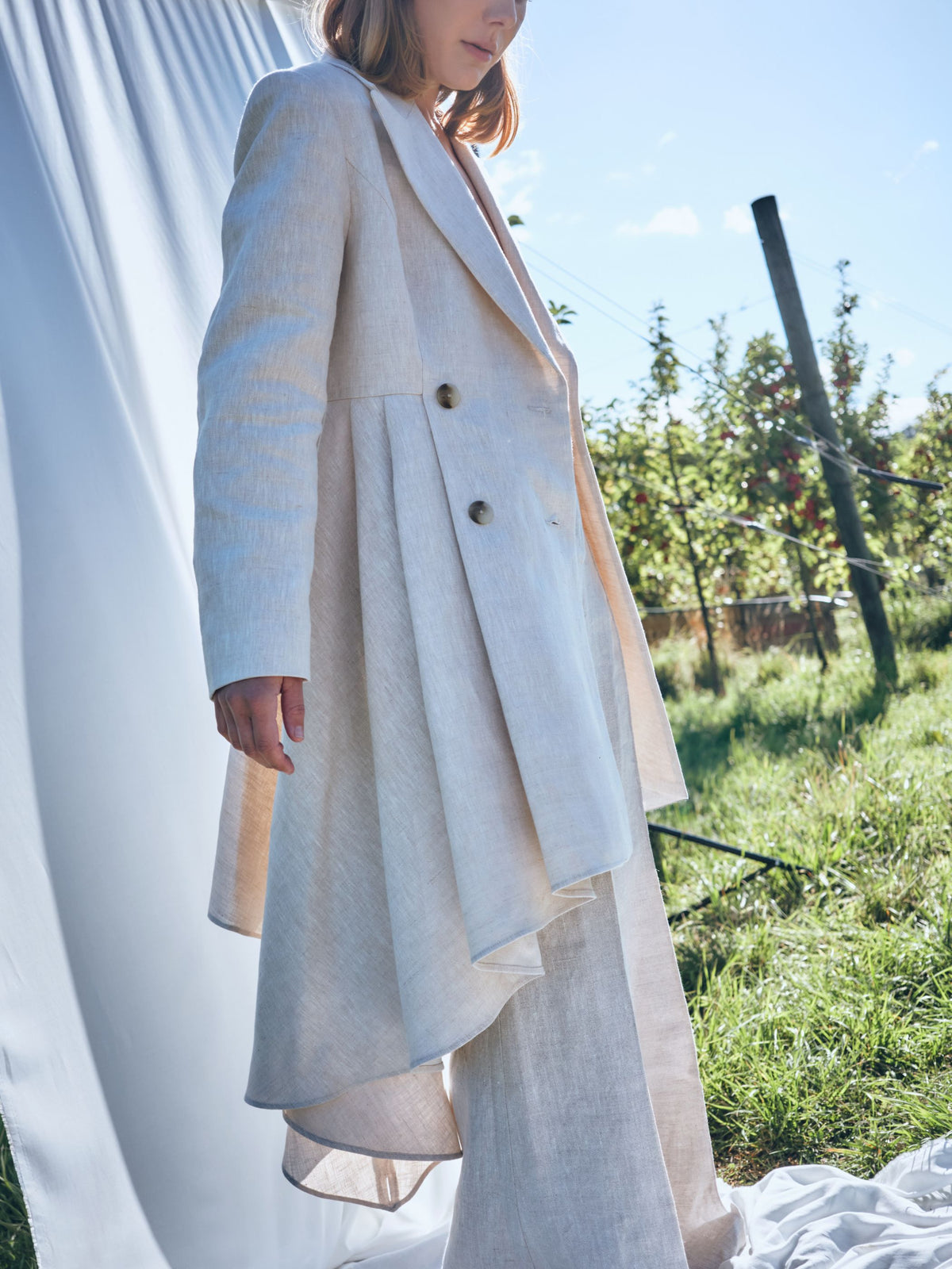 She is Remarkable draped linen blazer dress