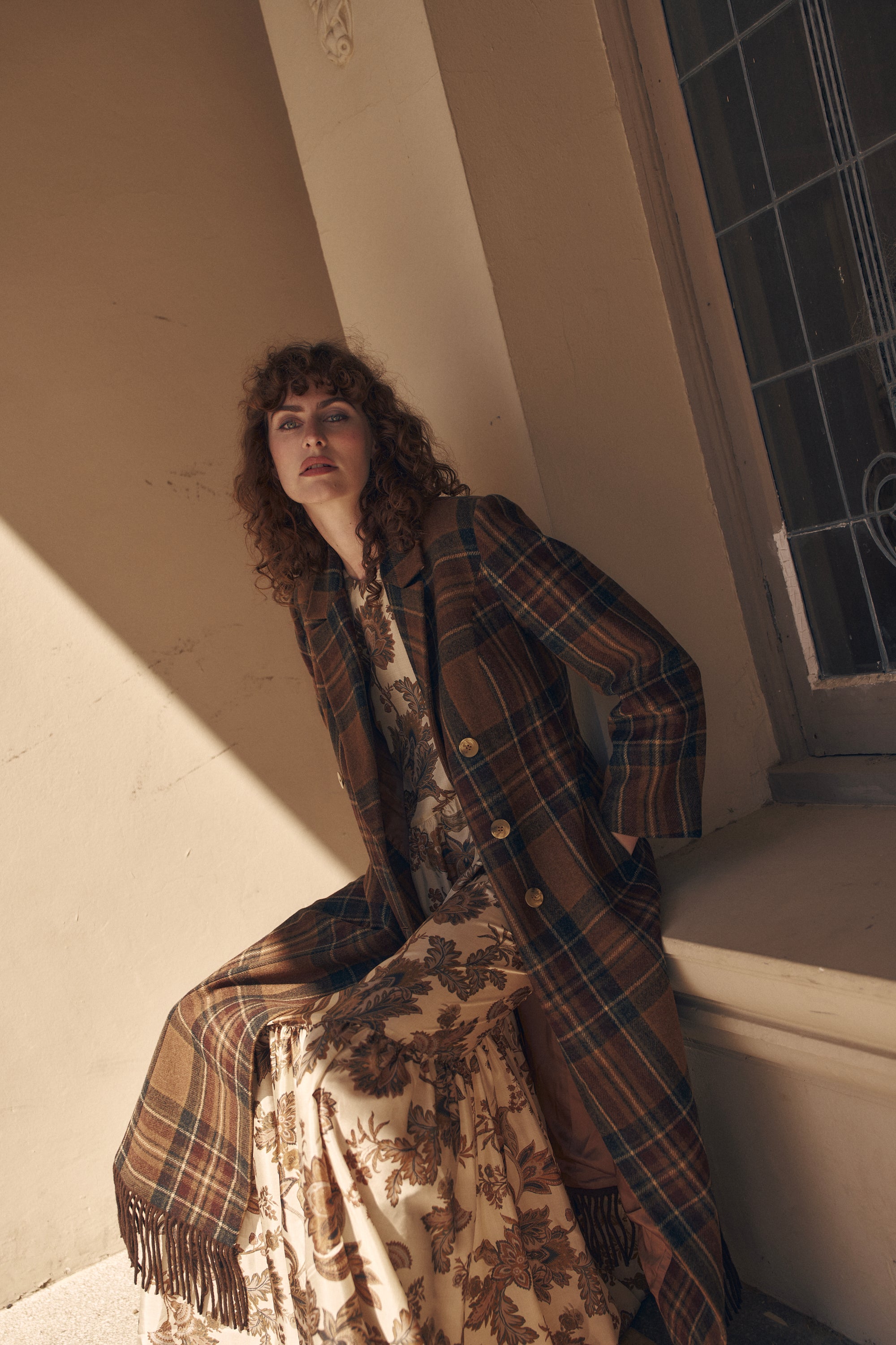 She is Brave wool tartan coat