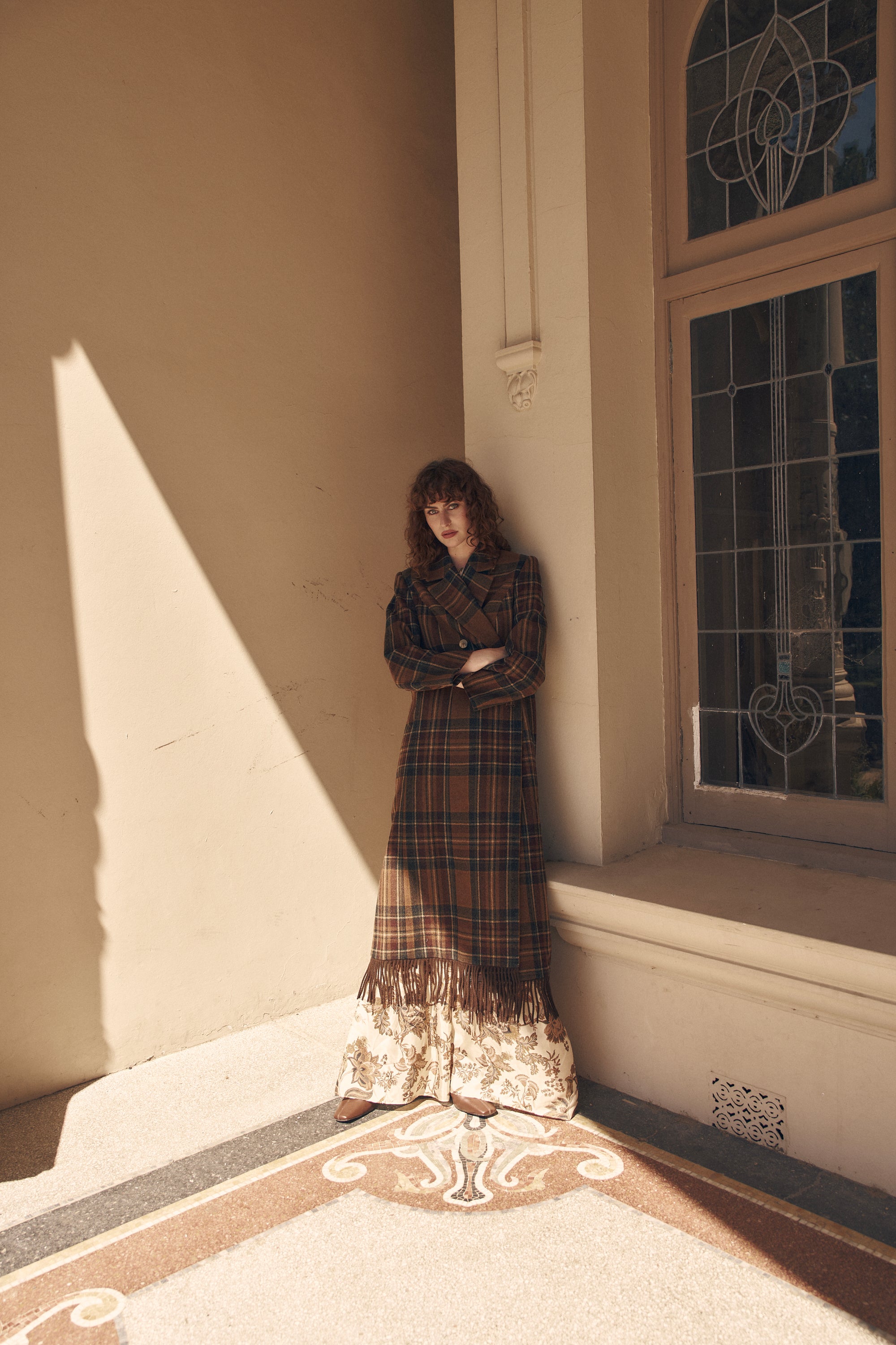 She is Brave wool tartan coat